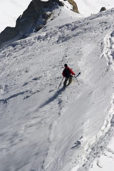 Skier on Mont Blanc mountain range France