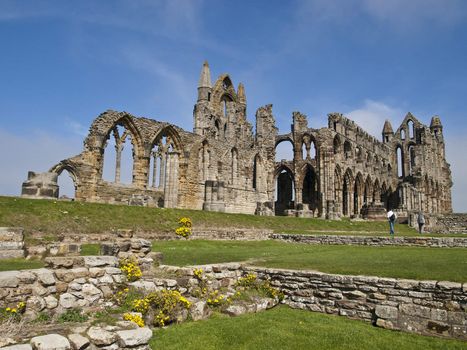 bright in the Spring sunshine the majestic ruins of Whitby Abbey