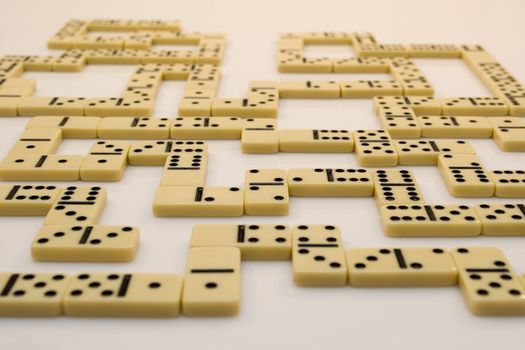 Domino bricks on white background