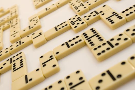 Domino bricks on white background