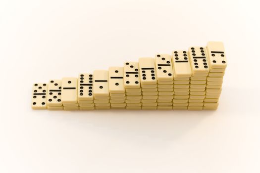 Domino bricks on white background