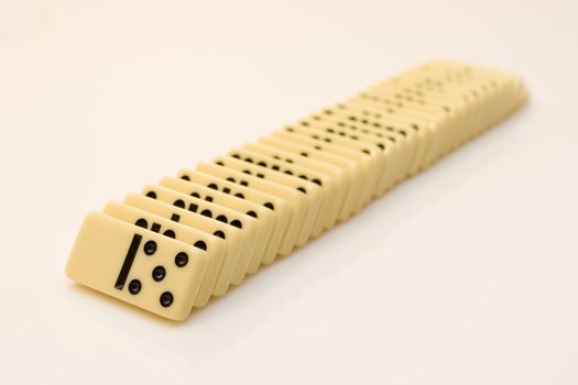 Domino bricks on white background