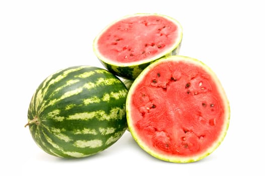 ecological watermelon freshly harvested on  white background