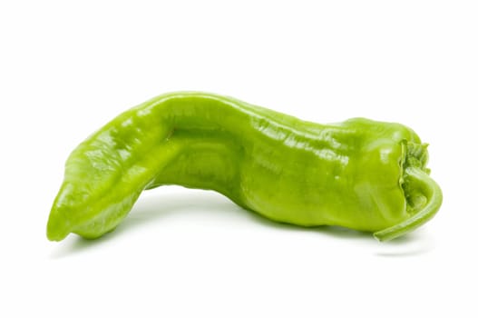 freshly harvested green peppers on a white background
