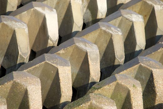 Sea defences forming pattern