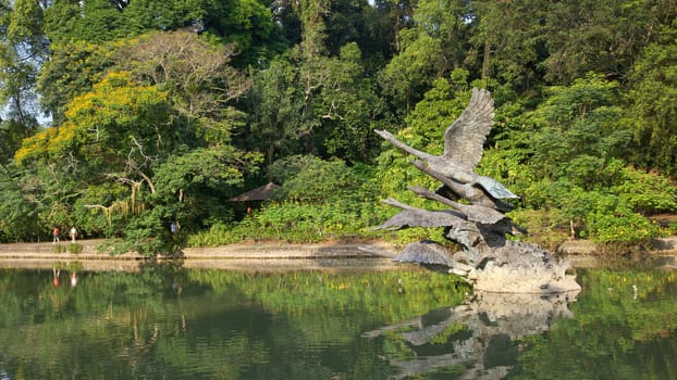 The Flight of Swans sculpture, Swan Lake, Singapore Botanic Gardens.