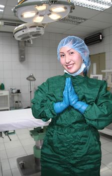 smiling operating room nurse