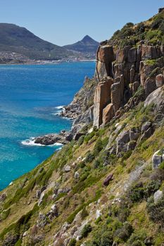 A view from Chapman's Peak Drive, with Hout Bay in the background, South Africa.