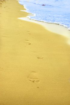 Beachwalk - footprint on a sandy beach.