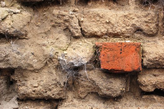 Old dirty brick wall.
Grungy background.