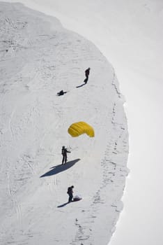Skier on Mont Blanc mountain range France