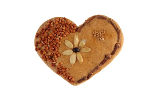 Lovely heart, made of bread, grits, seeds and clove.
Valentines and love concept.