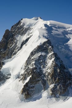 The Mont Blanc mountain range in Chamonix