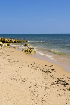 Oura beach and cliffs in Albufeira Portugal