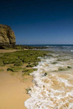 Oura beach and cliffs in Albufeira Portugal