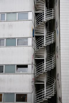 Fire escape between houses of the city of Brest in France.