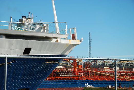 stock picture of ship ropes and structures to mooring the ship on the dock