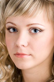 Close-up portrait of  young sexy blond woman