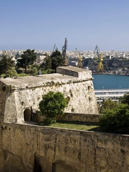 A medieval garrison within the Grand Harbour bastions in Malta