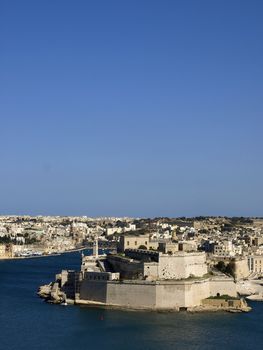 General view of famous Grand Harbour in Malta