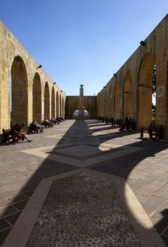 Upper Barrakka Gardens overlooking the Grand Harbour in Valletta in Malta Europe