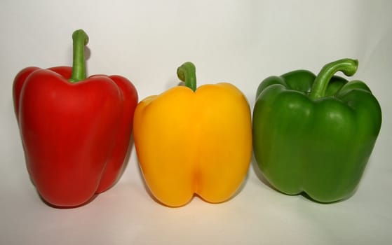 Red, yellow and green - funny traffic lights made from paprika
