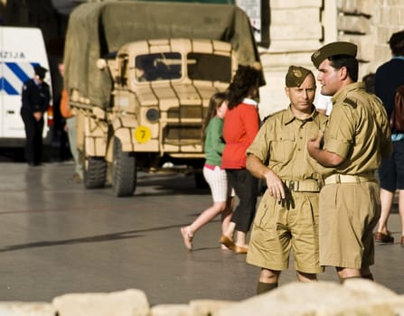 Reenactment of scenes from the streets of Malta during WWII