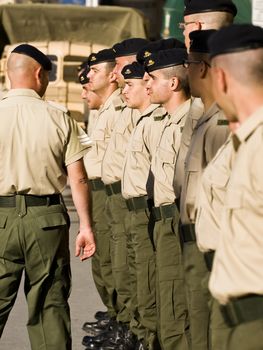 Sergeant major inspecting his subordinates in Malta