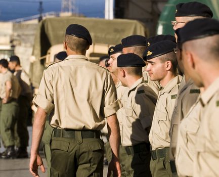 Sergeant major inspecting his subordinates in Malta