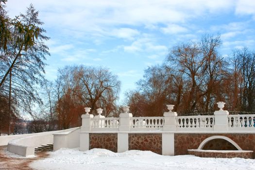 Park in the winter season in Khmelnytsky, Ukraine