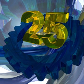 golden number twenty five in techno space - 3d illustration