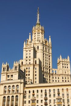 high rise building in Moscow over blue sky