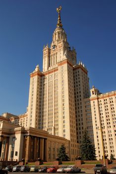 high rise building building Moscow state university Lomonosov in Russia
