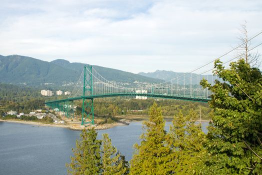 Lions Gate Bridge Over Burrard Inlet in Vancouver BC Canada