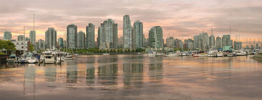 Vancouver BC Canada Sunrise view from Sutcliffe Park Panorama