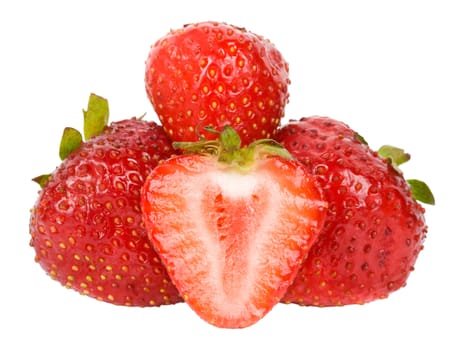 close-up strawberries, isolated on white