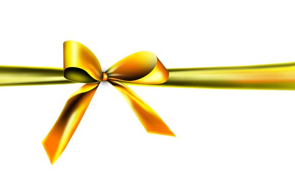 A golden ribbon with a knot isolated on white