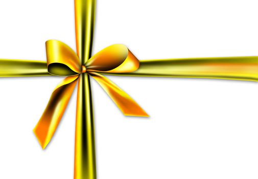 A golden ribbon with a knot isolated on white