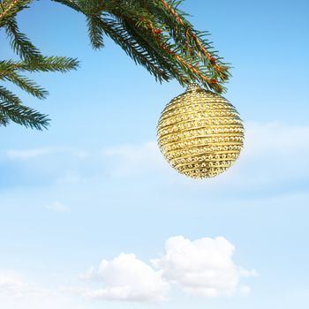 christmas bauble on christmas tree