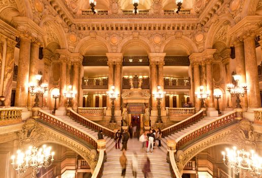 the beautiful interior of grand Opera in Paris France