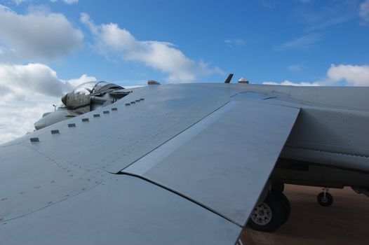 Close up of Royal Air Force Harrier Jump Jet Fighter