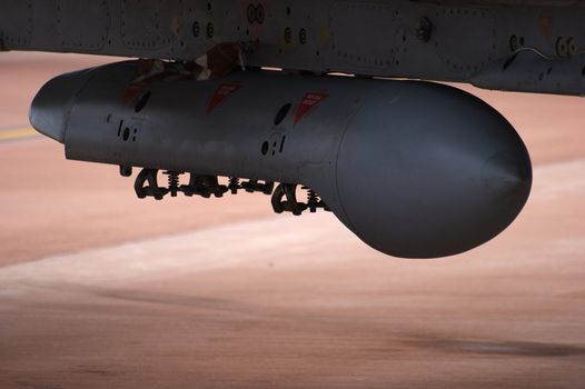 Close up of weapons pod mounted on Tornado Jet Fighter