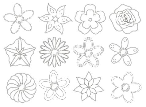 Black and white flowers pack for coloring book