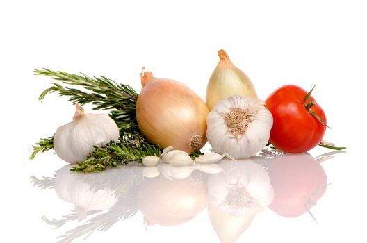 Health food vegetables isolated on a white background.