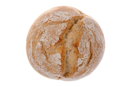 White wheat round bread isolated on white background.