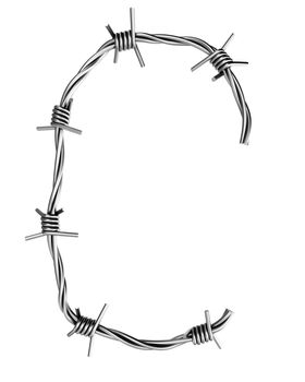 Letter C made from barbed wire