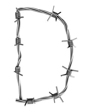 Letter D made from barbed wire