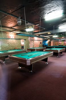 Shot of billiard room with tables, interior