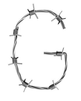 Letter G made from barbed wire