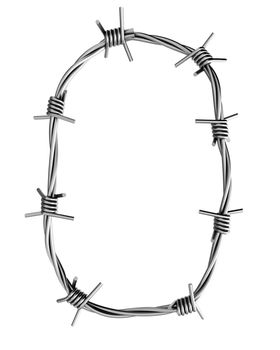 Letter O made from barbed wire
